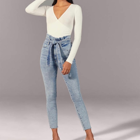 paper bag high waisted jeans